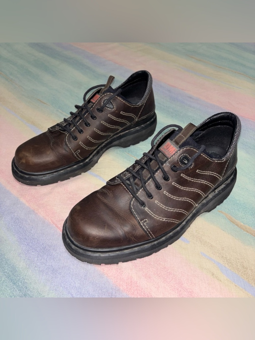 DR MARTENS 9243 BROWN Leather Oxford Air Cushioned Shoes MENS size 9 - Picture 3 of 10